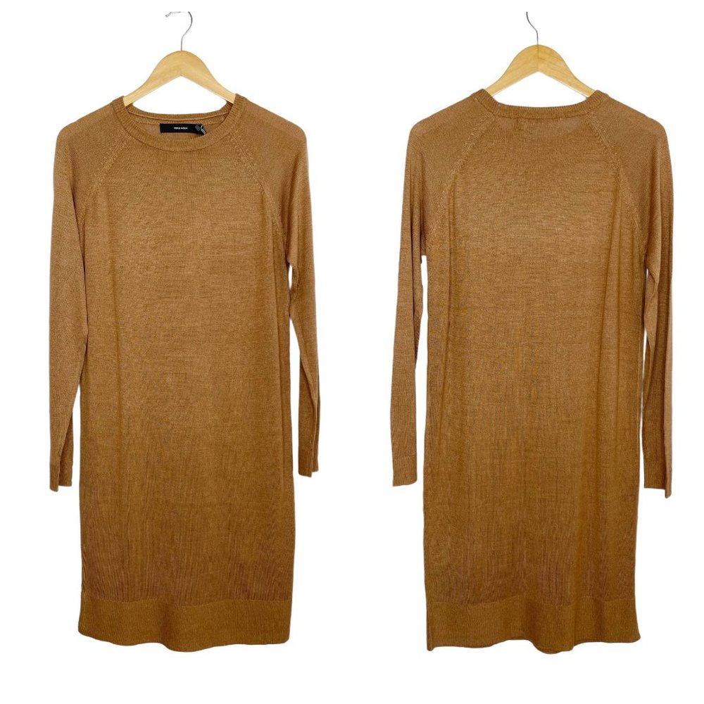 NEW Vero Moda Meghan Long Sleeve O-Neck Dress Size Small - Tan/Tobacco